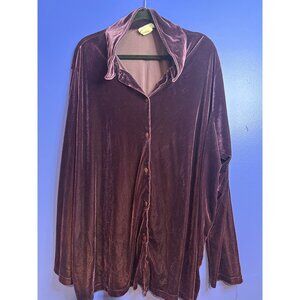 Kathi Lee Vintage Y2K Velvet Top Women’s 28W Deep Purple Grunge Romantic Dark